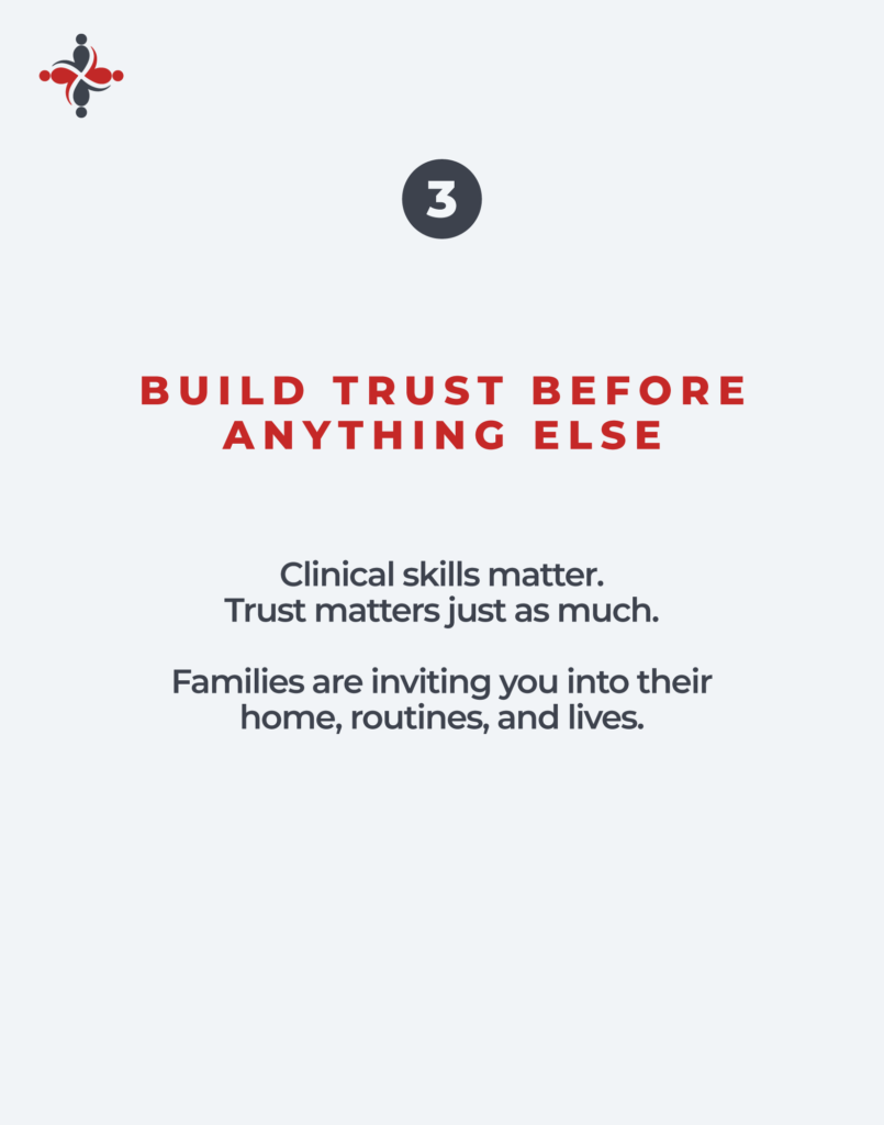 Home health nurse building trust with a patient and family through communication, consistency, and compassionate care.